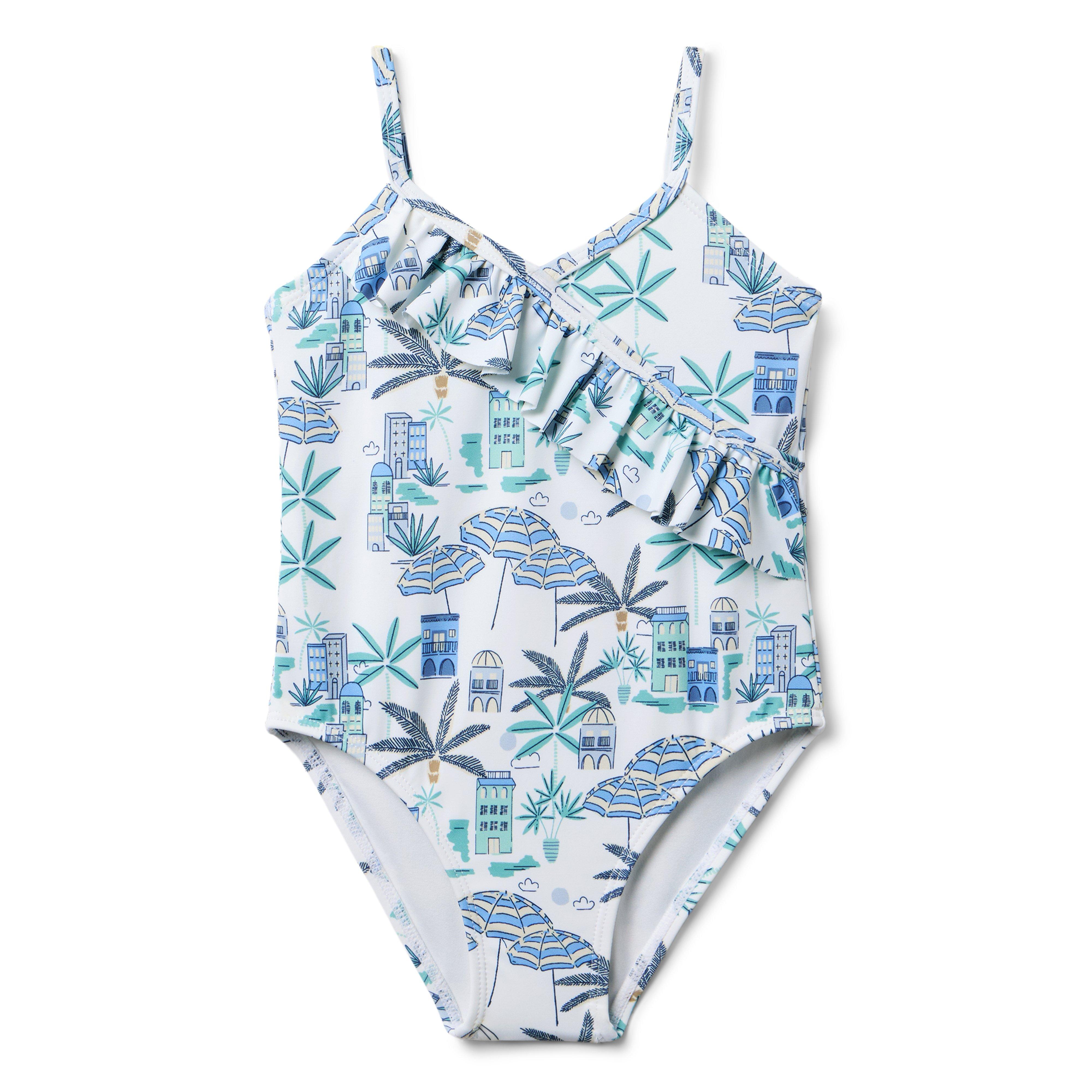 Recycled Coastal Getaway Ruffle Swimsuit