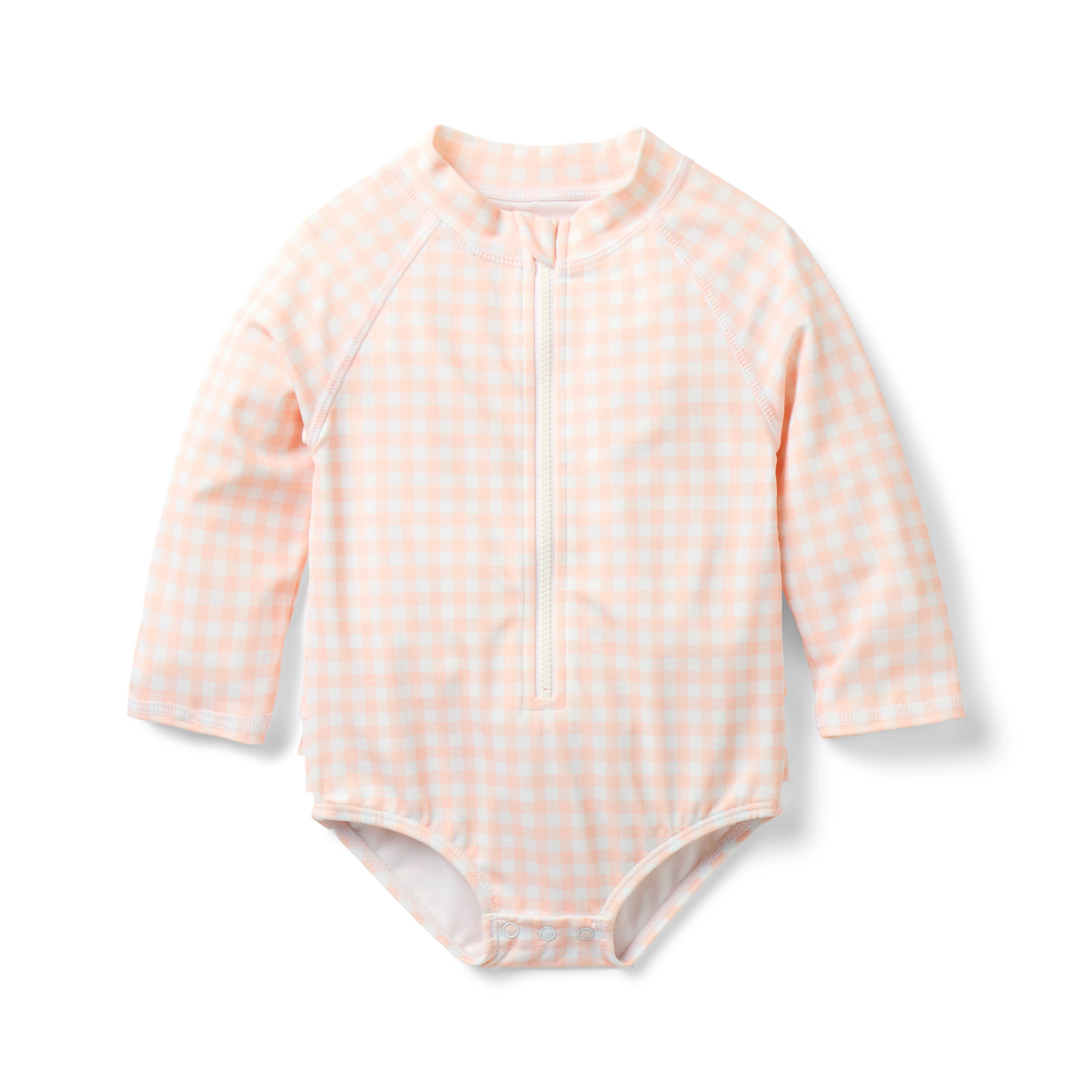 Baby Recycled Gingham Rash Guard Swimsuit
