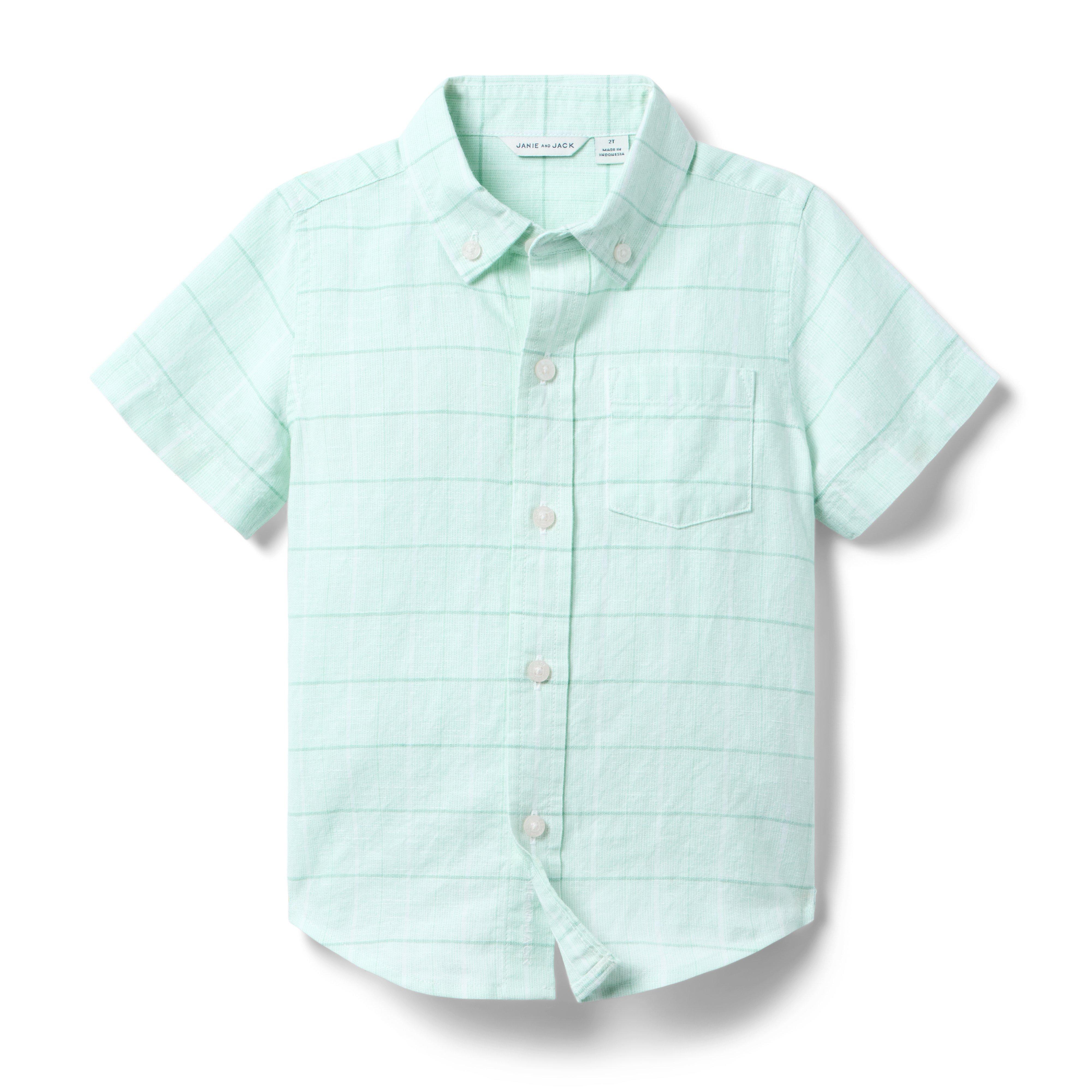 Plaid Linen-Cotton Shirt