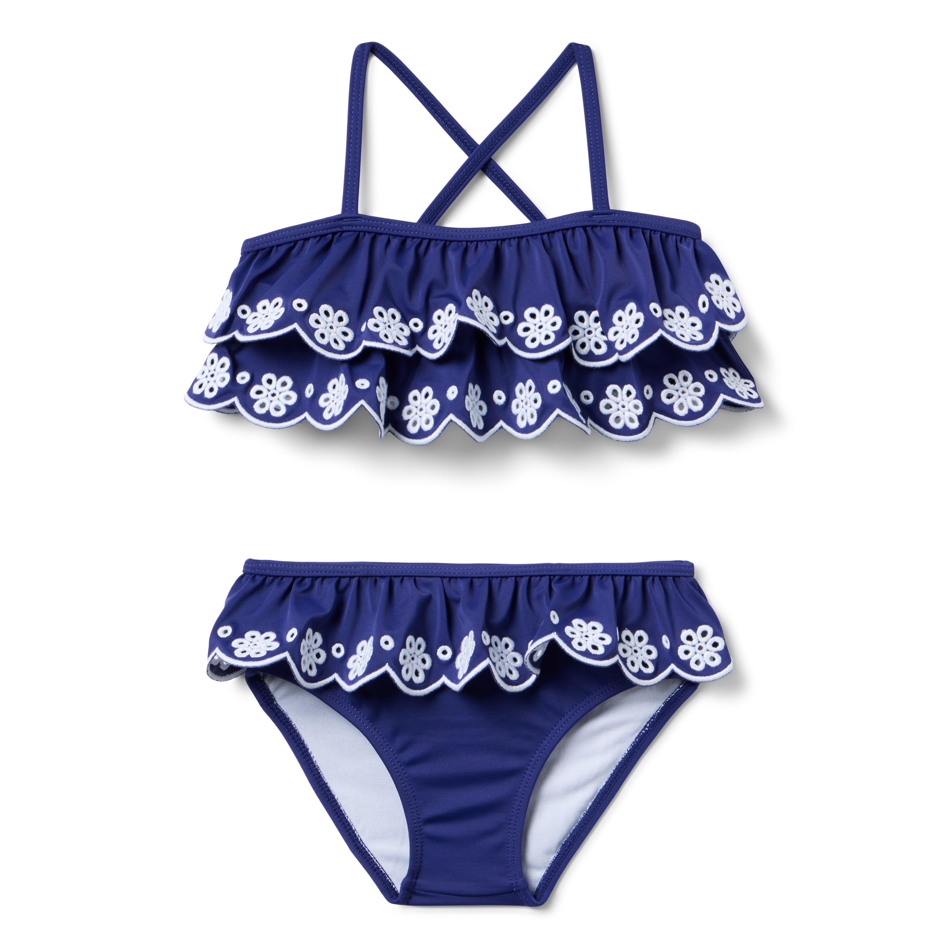 Recycled Eyelet Ruffle 2-Piece Swimsuit