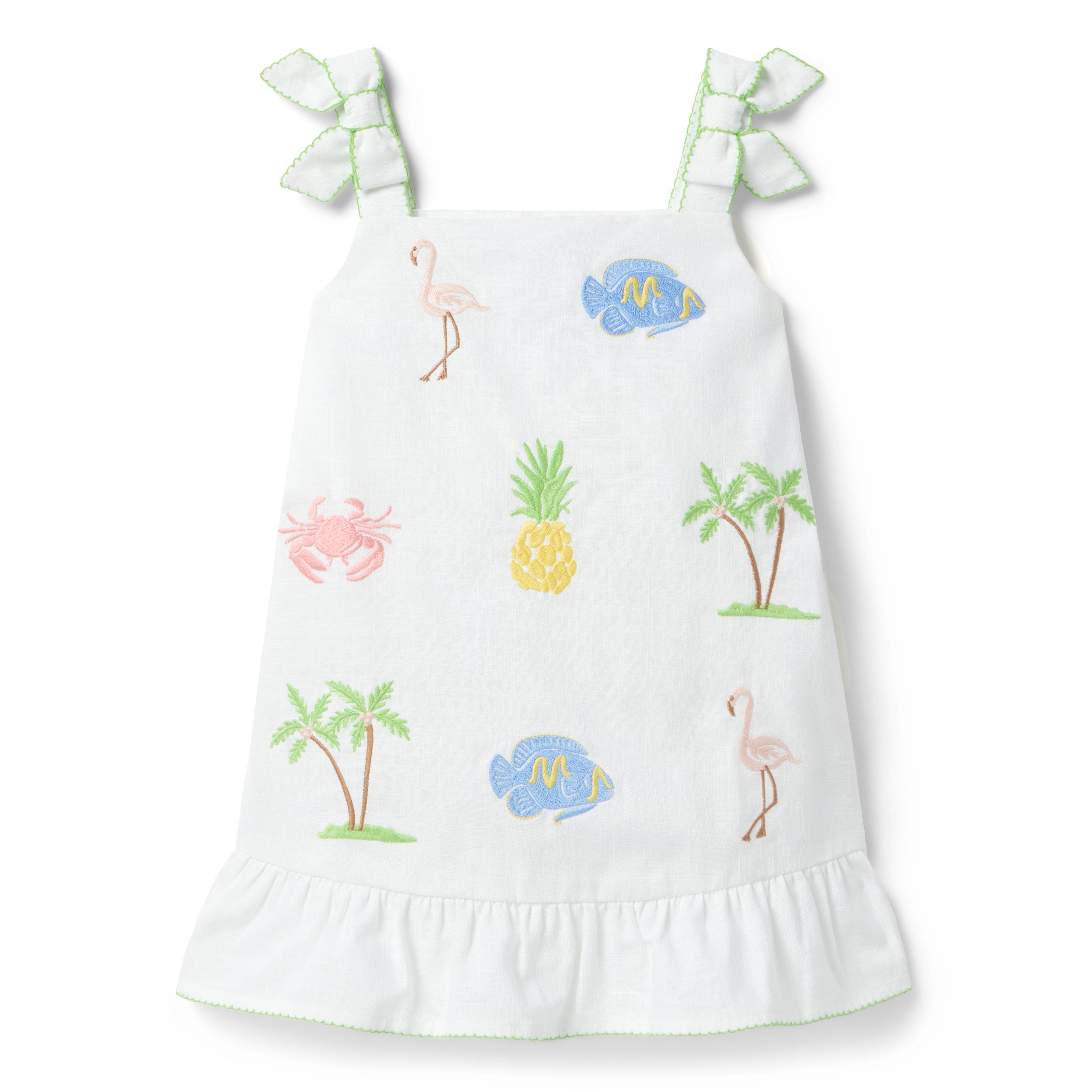 Embroidered Tropical Icon Dress