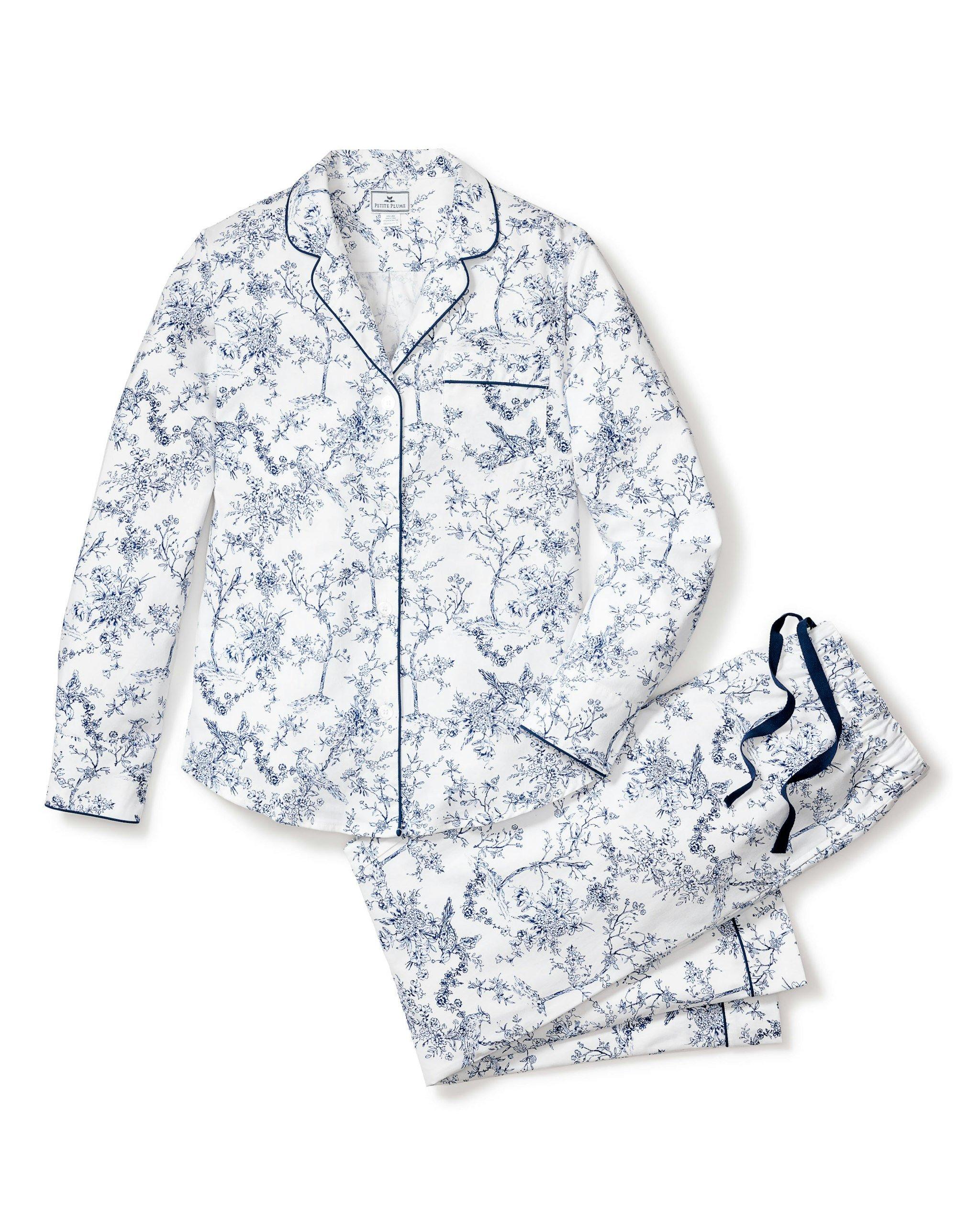 Women's Twill Pajama Set in Blue Timeless Toile
